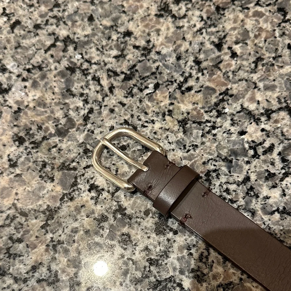 J. Crew Kids Chocolate Geniune Leather Belt with Shiny Silver Buckle